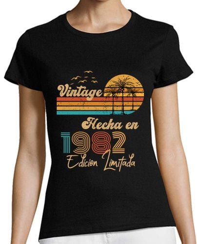 Camiseta Mujer Manga Corta vendimia hecha en 1982 laTostadora - latostadora.com - Modalova