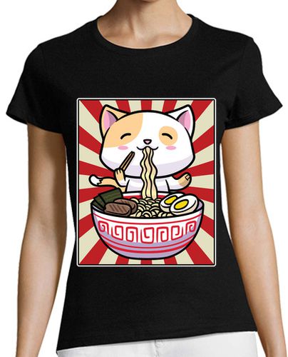 Camiseta mujer lindo gato tazón de ramen fideos japone - latostadora.com - Modalova