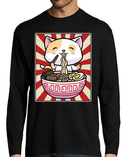 Camiseta Hombre Manga Larga lindo gato tazón de ramen fideos japone laTostadora - latostadora.com - Modalova