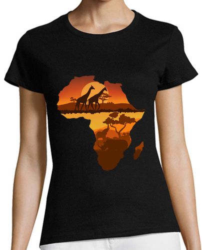 Camiseta mujer África mapa y paisaje - latostadora.com - Modalova