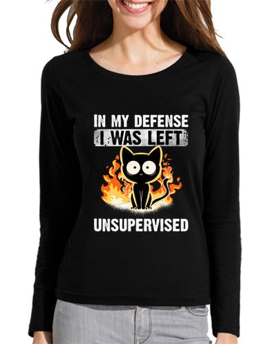Camiseta mujer en mi defensa me dejaron gato negro sin - latostadora.com - Modalova