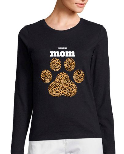 Camiseta Mujer Manga Larga pata de gato de mamá siamés de alto leopardo con un rico estampado de leopardo laTostadora - latostadora.com - Modalova