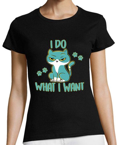 Camiseta mujer gato descarado hago lo que quiero dueño - latostadora.com - Modalova
