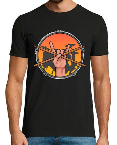 Camiseta Baterista Rock and Roll Mano Cuernos - latostadora.com - Modalova