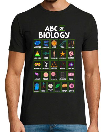 Camiseta Hombre Manga Corta El ABC De La Biología Ciencia Química Científica Profes Frikis laTostadora - latostadora.com - Modalova