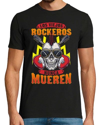 Camiseta Los Viejos Rockeros Nunca Mueren Calavera Guitarras Música Heavy Metal - latostadora.com - Modalova