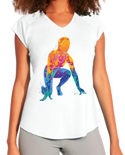 Camiseta deportiva mujer deportes de corredor de acuarela - latostadora.com - Modalova
