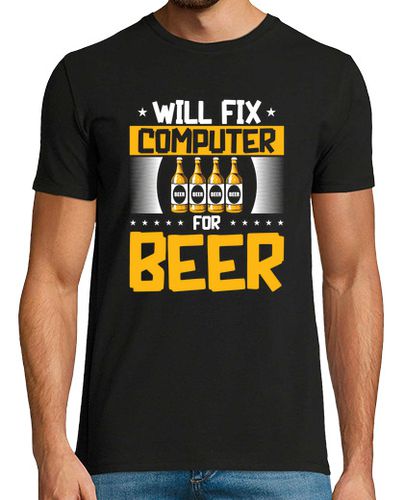Camiseta Will Fix Computer for Beer Tech Support Programmer - latostadora.com - Modalova