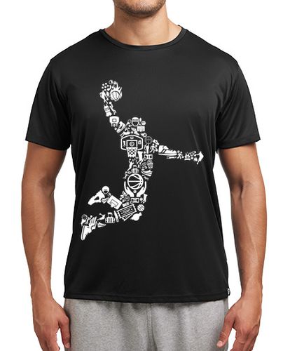 Camiseta Hombre Deportiva Silueta Jugador De Baloncesto Collage NBA Basketball Deporte laTostadora - latostadora.com - Modalova