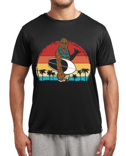Camiseta deportiva Chewbacca en la playa haciendo surf - latostadora.com - Modalova