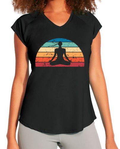 Camiseta deportiva mujer retro meditación puesta de sol vintage - latostadora.com - Modalova