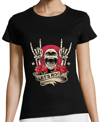 Camiseta Mujer Manga Corta vamos a rock rock and roll mano de esqu laTostadora - latostadora.com - Modalova