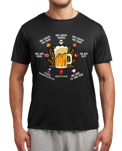 Camiseta Hombre Deportiva Cerveza Por Favor En Idiomas Lenguas Humor Beer Alcohol laTostadora - latostadora.com - Modalova