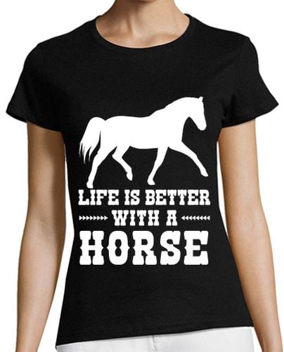 Camiseta Mujer Manga Corta la vida es mejor con un caballo laTostadora - latostadora.com - Modalova