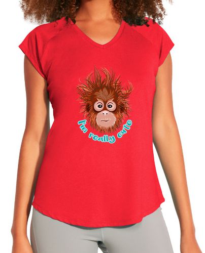 Camiseta Mujer Deportiva CAMISETA FITNESS ELLA, ROSA ORANGUTÁN 001 CUTE laTostadora - latostadora.com - Modalova