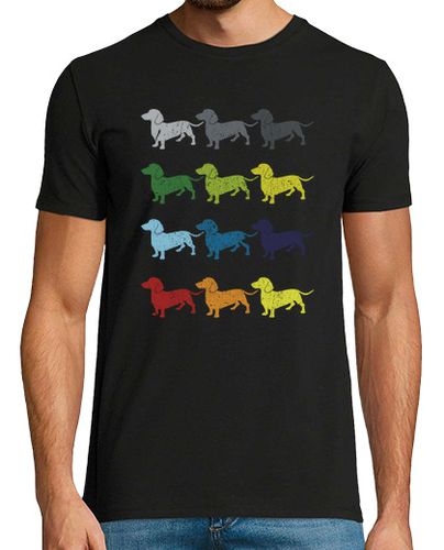 Camiseta Hombre Manga Corta Neon Pop Art Retro Dachshund Dog Gift laTostadora - latostadora.com - Modalova