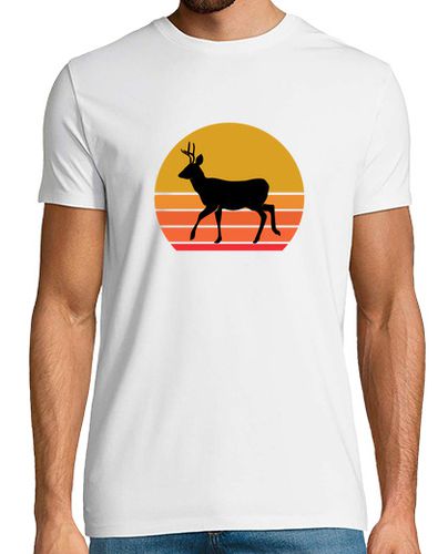 Camiseta Hombre Manga Corta Retro Sun Deer Animal Gift Idea laTostadora - latostadora.com - Modalova