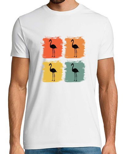 Camiseta Hombre Manga Corta flamenco animal salvaje pájaro retro pop art idea de regalo laTostadora - latostadora.com - Modalova