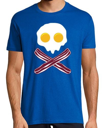 Camiseta Hombre Manga Corta Huevos y Beicon (Bandera Pirata) laTostadora - latostadora.com - Modalova