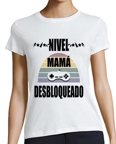 Camiseta Mujer Manga Corta Gamer Nivel Mama Desbloqueado Negro laTostadora - latostadora.com - Modalova