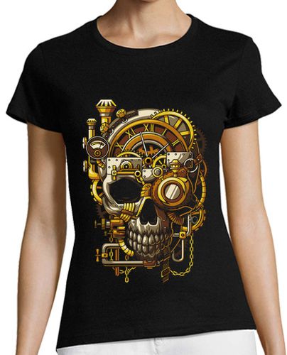 Camiseta mujer Calavera Y Engranajes Reloj Máquina Ilustración Retro Steampunk Vintage laTostadora - latostadora.com - Modalova