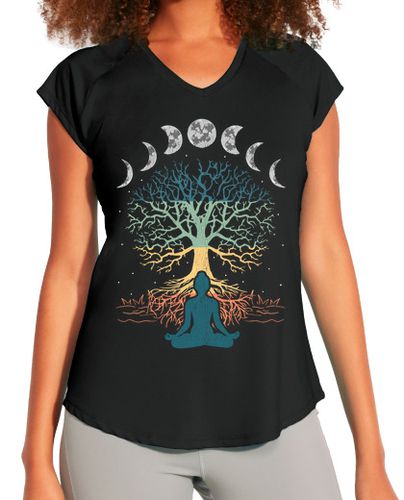 Camiseta deportiva mujer Árbol De La Vida Yoga Fases Lunares Meditación Espiritual Zen Budismo - latostadora.com - Modalova