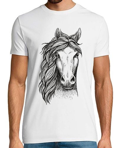 Camiseta Hombre Manga Corta Caballo Yegua Dibujo Retro Equitación Hípica Animales laTostadora - latostadora.com - Modalova