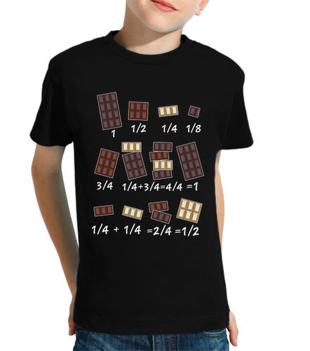 Camiseta Niño Manga Corta Chocolate Estudiante Matemáticas Divertido Fracciones Chocolatina laTostadora - latostadora.com - Modalova