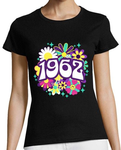 Camiseta Mujer Manga Corta Groovy 1962 Mujer 60 Años Cumpleaños laTostadora - latostadora.com - Modalova