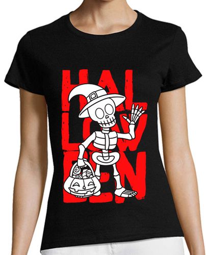 Camiseta mujer El pequeño esqueleto - Halloween - latostadora.com - Modalova