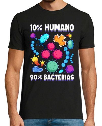 Camiseta Hombre Manga Corta 10 Humano 90 Bacteria Biología Ciencia Células Profesor Científicas laTostadora - latostadora.com - Modalova