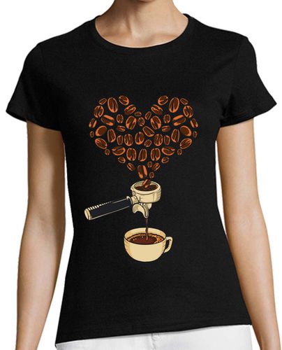 Camiseta Mujer Manga Corta Amor Por El Café Expresso Cafetera Corazón Taza De Café laTostadora - latostadora.com - Modalova