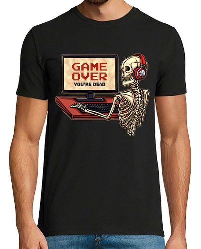 Camiseta Hombre Manga Corta Game Over Esqueleto PC Gamer Gaming Videojuegos Arcade laTostadora - latostadora.com - Modalova