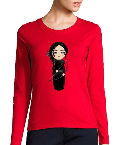 Camiseta Mujer Manga Larga Kokeshi Katniss con sinsajo (espalda) laTostadora - latostadora.com - Modalova