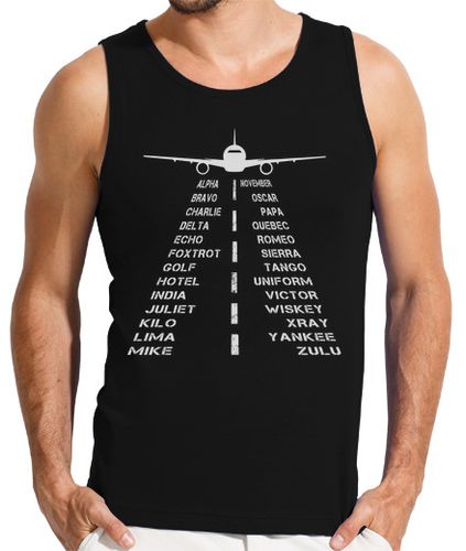 Camiseta Hombre Sin Mangas avión de pista de alfabeto fonético com laTostadora - latostadora.com - Modalova