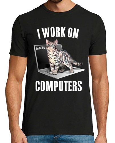 Camiseta Trabajo con Ordenadores y Gatos Ingles - latostadora.com - Modalova