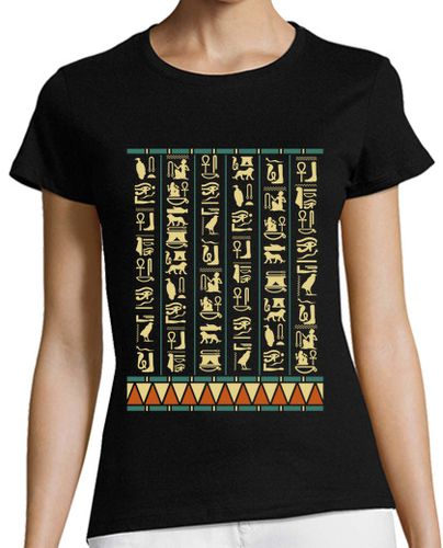 Camiseta mujer Jeroglíficos Antiguo Egipto Pirámides Faraón Egipcios Horus Anubis Ra - latostadora.com - Modalova