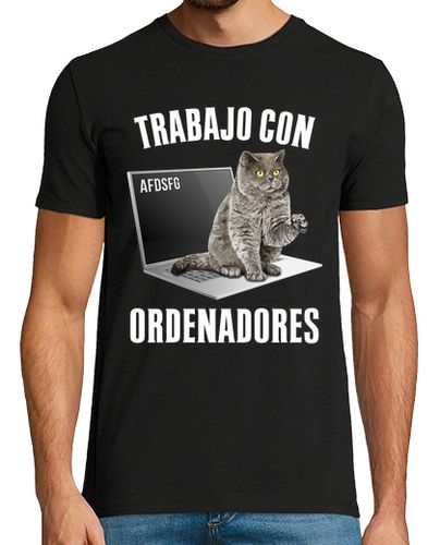Camiseta Trabajo Con Ordenadores Y Gatos Nerd Geek Friki Animales - latostadora.com - Modalova