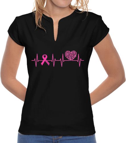 Camiseta Mujer Cuello Mao latido del corazón del cáncer de mama d laTostadora - latostadora.com - Modalova