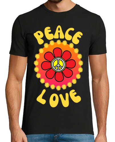 Camiseta Hombre Manga Corta signo de paz y amor en una flor laTostadora - latostadora.com - Modalova