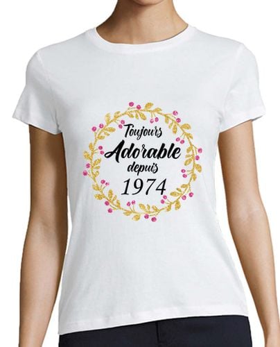 Camiseta Mujer Manga Corta lindo desde 1974 fecha floral esposa regalo de cumpleaños laTostadora - latostadora.com - Modalova