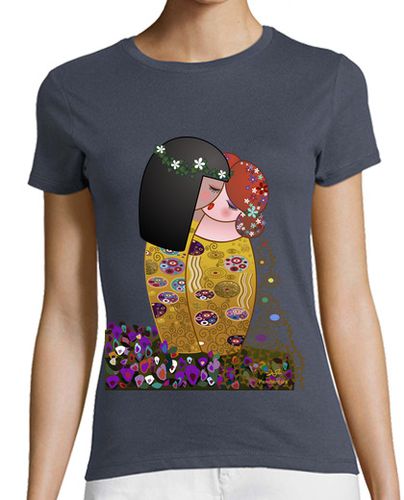 Camiseta mujer Kokeshis lesbianas El beso estilo Klimt - latostadora.com - Modalova