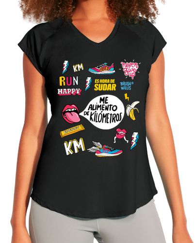 Camiseta deportiva mujer Me alimento de kilómetros - latostadora.com - Modalova