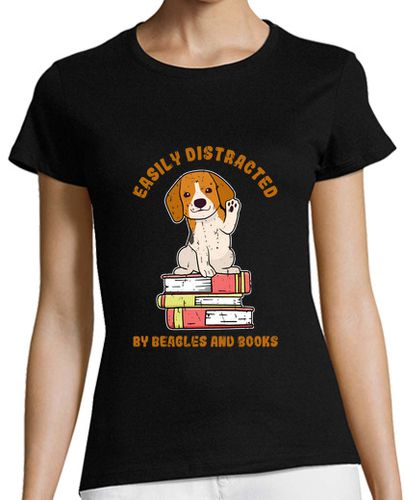 Camiseta mujer se distrae fácilmente con beagles y lib - latostadora.com - Modalova