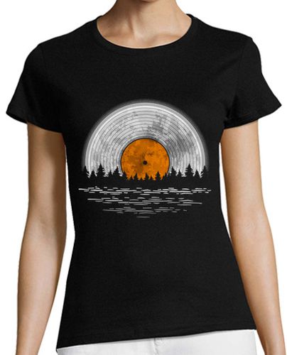 Camiseta mujer Disco de Vinilo Vintage Deejay Cielo Estrella Noche Luna Llena Bosque laTostadora - latostadora.com - Modalova