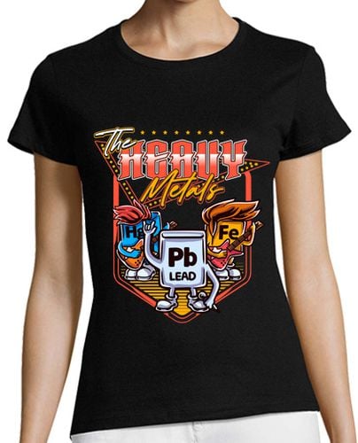 Camiseta Mujer Manga Corta The Heavy Metal Símbolos Tabla Periódica Química Grupos Rock Ciencia laTostadora - latostadora.com - Modalova