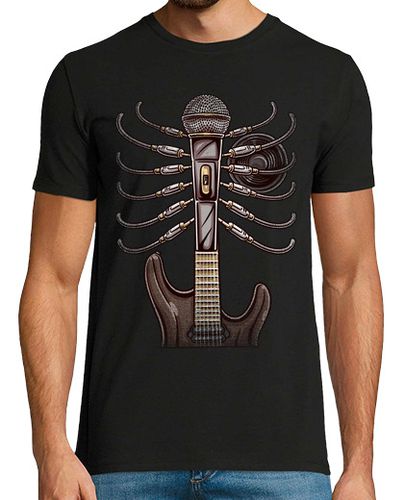 Camiseta Esqueleto Micrófono Guitarra Eléctrica Cables Micro Técnico Sonido Rock - latostadora.com - Modalova