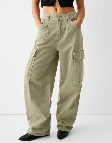 Pantalón Skater Fit Cargo Sarga Mujer 40 - Bershka - Modalova