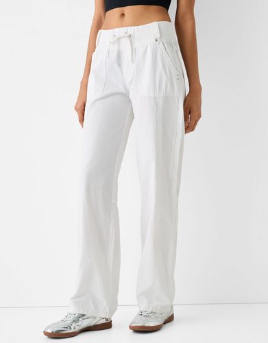 Pantalón Straight Algodón Cintura Canalé Mujer 10-12 - Bershka - Modalova