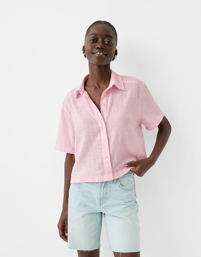 Camisa Manga Corta Estructura Rústica Mujer L - Bershka - Modalova